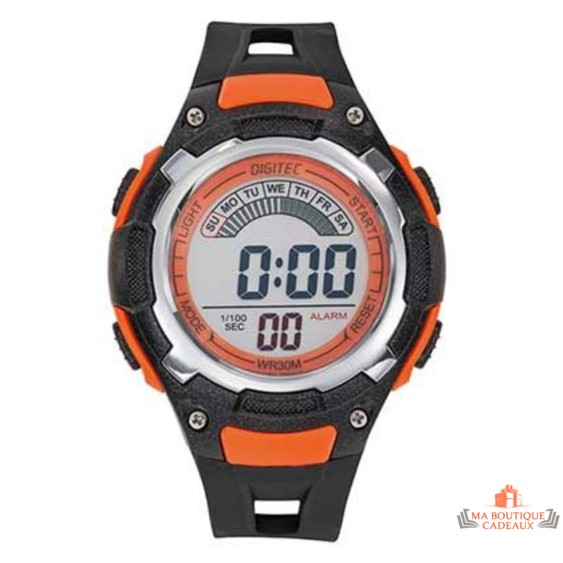 Montre Homme LCD Digitec (Inotime) avec Bracelet Plastique Noir - Garantie 2 ans