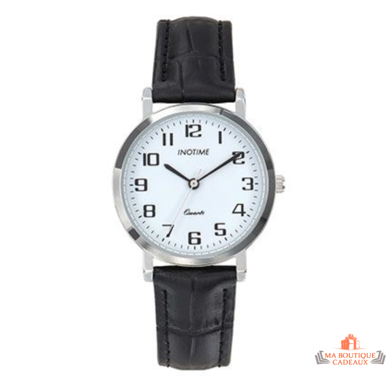 Montre Femme Inotime avec Bracelet Cuir Noir - Garantie 2 ans