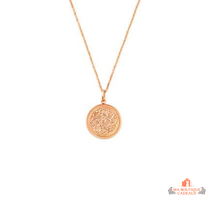 Collier pendentif Monnaie Tibet en plaqué or - Carla Nogueres, garanti 2 ans