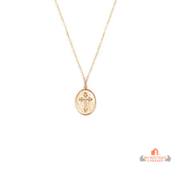 Collier pendentif Croix en plaqué or - Carla Nogueres, garanti 2 ans.