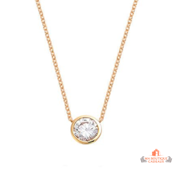 Collier pendentif solitaire en oxyde de zirconium en plaqué or - Carla Nogueres, garanti 2 ans.