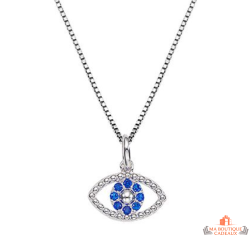 Collier pendentif Œil Iris Bleu en zirconium - Carla Nogueres, garanti 2 ans.