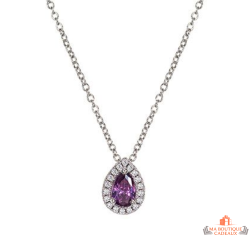 Collier pendentif Goutte Violette en oxyde de zirconium - Carla Nogueres, garanti 2 ans.