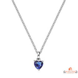 Collier pendentif Cœur Bleu en zirconium - Carla Nogueres, garanti 2 ans.