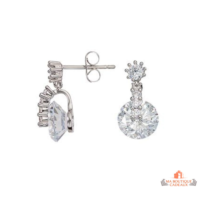 Boucles d'oreilles pendantes Solitaire en zirconium - Argent 925/°° - Carla Nogueres, garanti 2 ans.