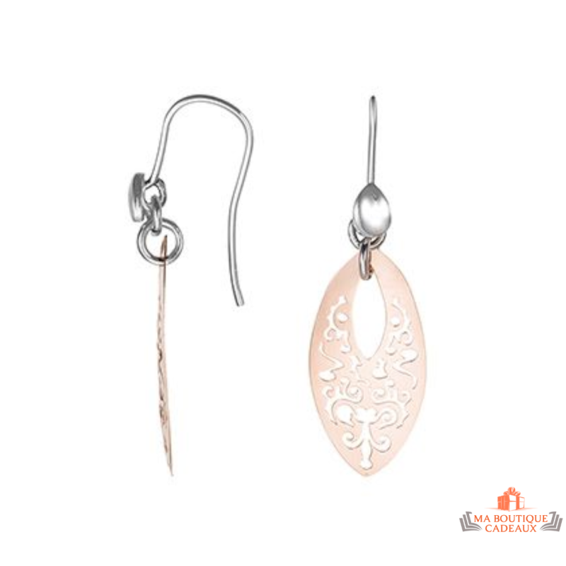 Boucles d'oreilles pendantes en argent rosé 925/°° avec fermoir ASSI - Carla Nogueres, garanti 2 ans.