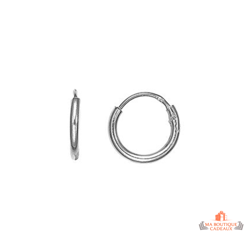 Boucles d'oreilles Anneau 10mm en argent 925/°° avec fermoir brisure - Carla Nogueres, garanti 2 ans.