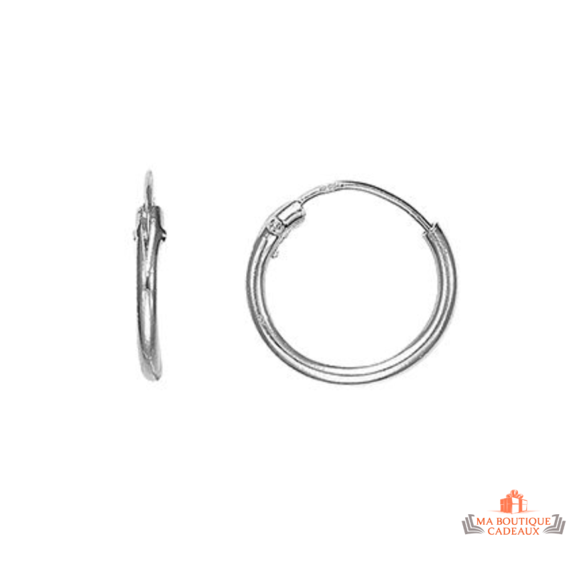 Boucles d'oreilles Anneau 12mm en argent 925/°° avec fermoir brisure - Carla Nogueres, garanti 2 ans.