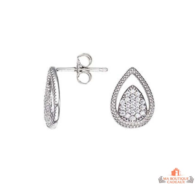 Boucles d'oreilles Goutte en argent 925/°° avec zirconium - Carla Nogueres, garanti 2 ans.
