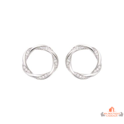 Boucles d'oreilles Anneau Torsadé en argent 925/°° ornées de zirconium - Carla Nogueres, garanti 2 ans.