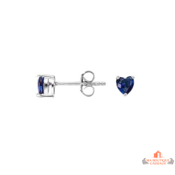Boucles d'oreilles Cœur Bleu Saphir en argent 925/°° avec zirconium - Carla Nogueres, garanti 2 ans.