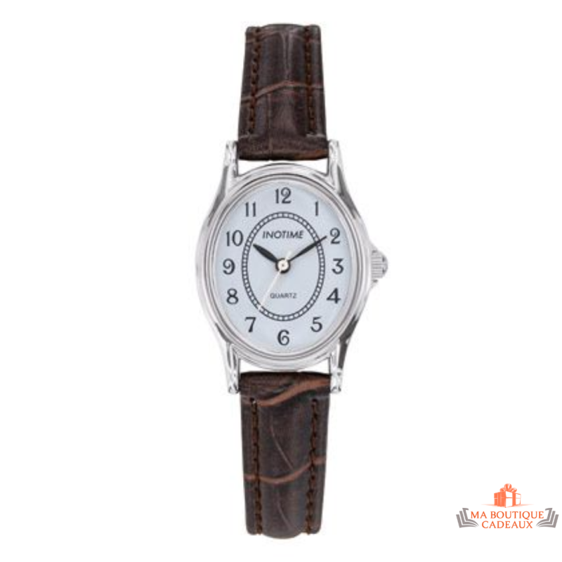 Montre Femme Inotime avec Bracelet Synthétique Marron - Garantie 2 ans