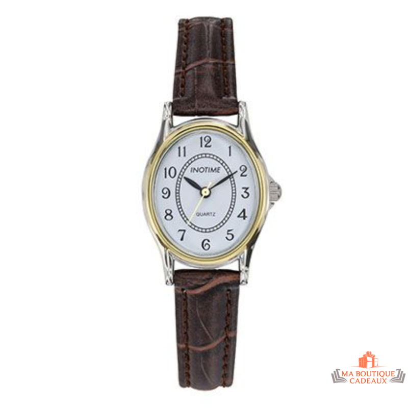 Montre Femme Inotime avec Bracelet Synthétique Marron - Garantie 2 ans