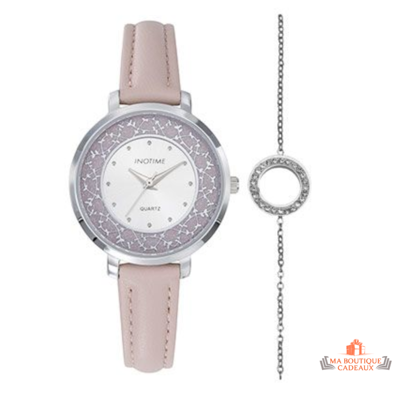 Montre Femme Inotime avec bracelet synthétique rose et garantie 2 ans