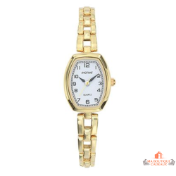 Montre Femme Inotime avec bracelet cuir rouge, cadran blanc, et garantie 2 ans