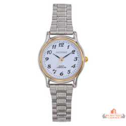 Montre Femme Inotime avec bracelet métal chromé, cadran blanc, et garantie 2 ans