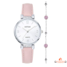 Montre Femme Inotime avec bracelet synthétique rose, cadran argenté, et garantie 2 ans