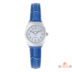 Montre Femme Inotime avec bracelet synthétique bleu foncé, cadran blanc, et garantie 2 ans