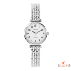 Montre Femme Inotime avec bracelet métal argenté, cadran blanc, et garantie 2 ans