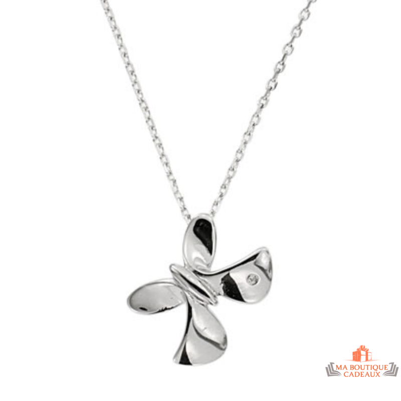 Carla Nogueres Collier Pendentif Papillon en Argent 925/1000 avec Diamant et Garantie 2 ans