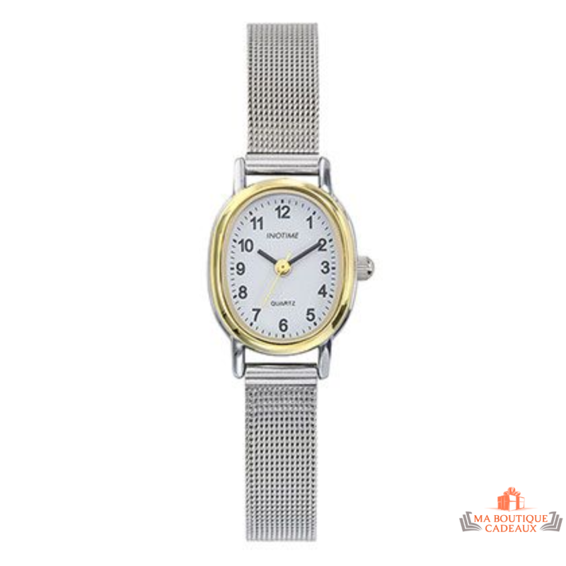 Montre femme Inotime avec bracelet en métal milanais argenté, cadran argenté - Garantie 2 ans