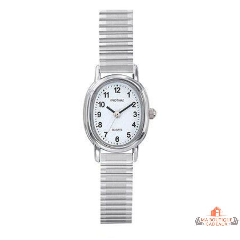 Montre femme Inotime avec bracelet en métal et cadran blanc - Garantie 2 ans