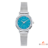 Montre femme Inotime avec bracelet en métal milanais argenté, cadran bleu moyen - Garantie 2 ans