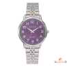 Montre femme Inotime avec bracelet en métal chromé et cadran violet moyen - Garantie 2 ans