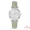 Montre femme Inotime avec bracelet synthétique vert clair, cadran argenté et garantie 2 ans.