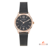 Montre femme Inotime avec bracelet milanais noir, cadran noir et garantie 2 ans.