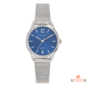 Montre femme Inotime avec bracelet milanais argenté, cadran bleu foncé et garantie 2 ans.