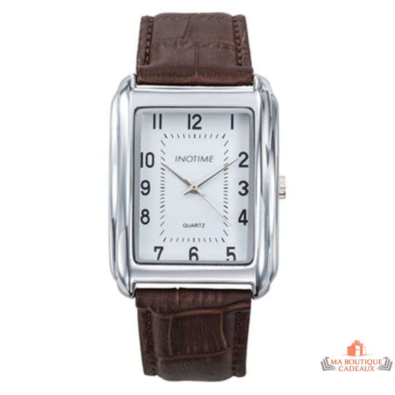 Montre Homme Inotime – Bracelet Cuir Marron, Garantie 2 Ans