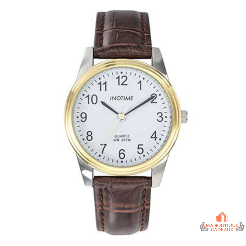 Montre Homme Inotime – Bracelet Synthétique Marron Moyen, Garantie 2 Ans