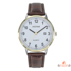 Montre Homme Inotime – Bracelet Synthétique Marron, Garantie 2 Ans