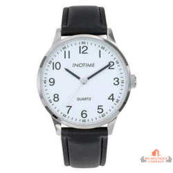 Montre Homme Inotime – Garantie 2 ans – Bracelet Synthétique Noir, Cadran Blanc