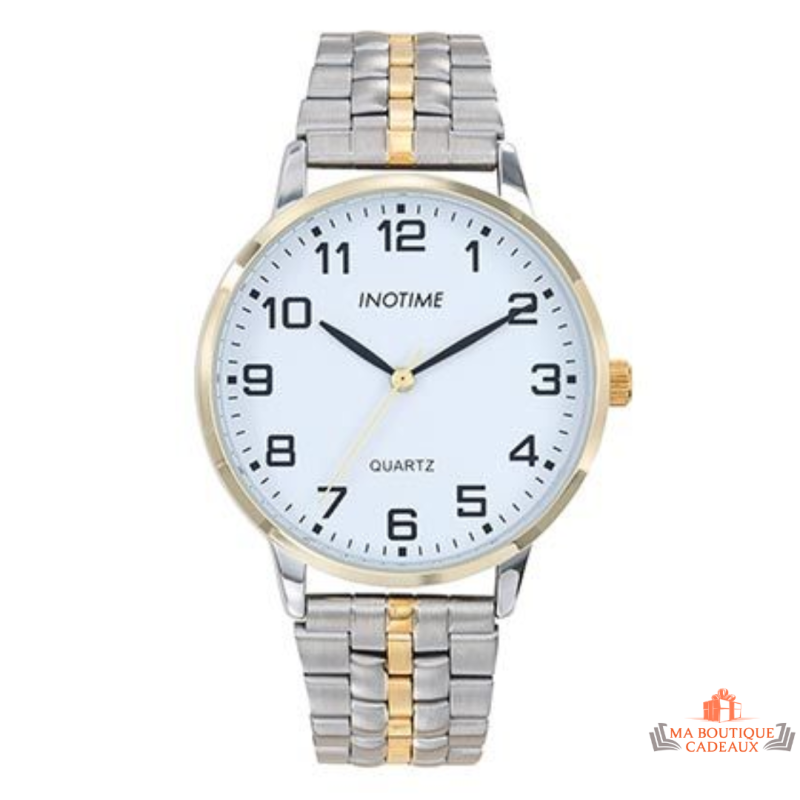 Montre Homme Inotime - Bracelet Métal Argenté - Cadran Blanc - Garantie 2 Ans