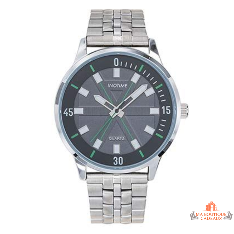 Montre Homme Inotime - Bracelet Métal Argenté - Cadran Gris Moyen - Garantie 2 Ans