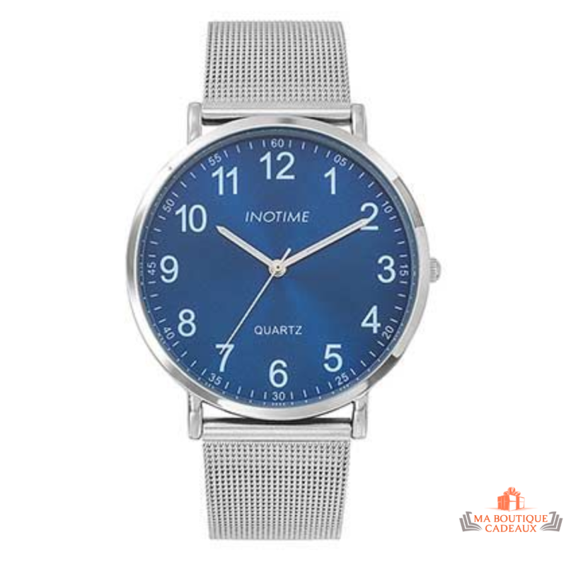 Montre Inotime Homme - Bracelet Milanais Métal Argenté - Garantie 2 Ans