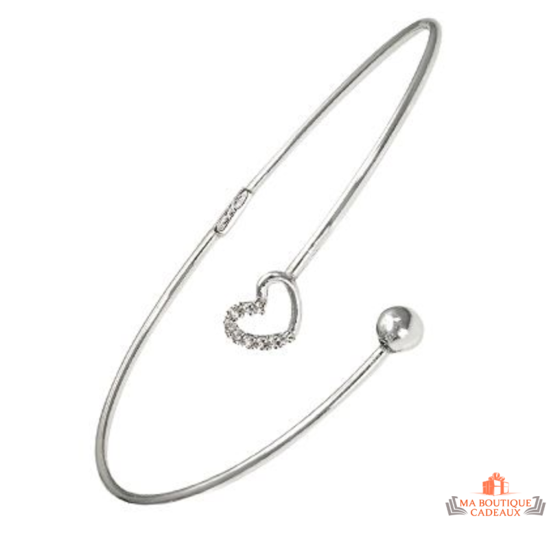 Bracelet Cœur en argent 925/°° avec zirconium - Carla Nogueres - Garantie 2 ans.