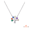 Collier pendentif arbre de vie en argent 925/°° avec zircons multicolores Carla Nogueres, Garantie 2 ans