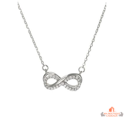 Collier pendentif infini en argent 925/°° avec zircons Carla Nogueres, Garantie 2 ans