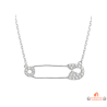 Collier pendentif épingle en argent 925/°° avec zircons Carla Nogueres, Garantie 2 ans