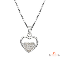 Collier pendentif cœur en argent 925/°° avec zircons Carla Nogueres, Garantie 2 ans