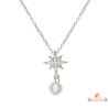 Collier pendentif étoile en argent 925/°° avec perle et zircons Carla Nogueres, Garantie 2 ans