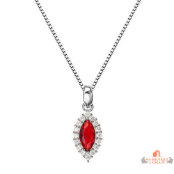 Collier pendentif goutte rouge en argent 925/°° avec zircons Carla Nogueres, Garantie 2 ans