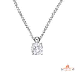 Collier pendentif solitaire en argent 925/°° avec zircon Carla Nogueres, Garantie 2 ans