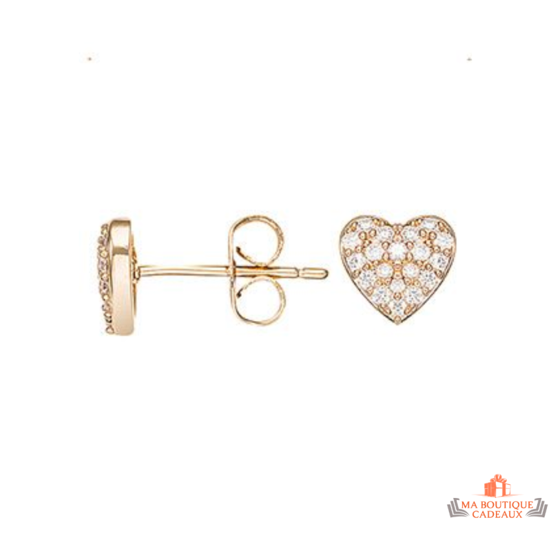 Boucles d’oreilles cœur en plaqué or avec zircon Carla Nogueres, Garantie 2 ans