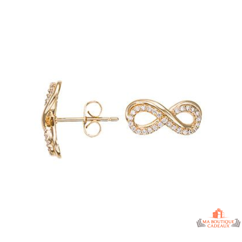 Boucles d’oreilles infini en plaqué or avec zircon Carla Nogueres, Garantie 2 ans