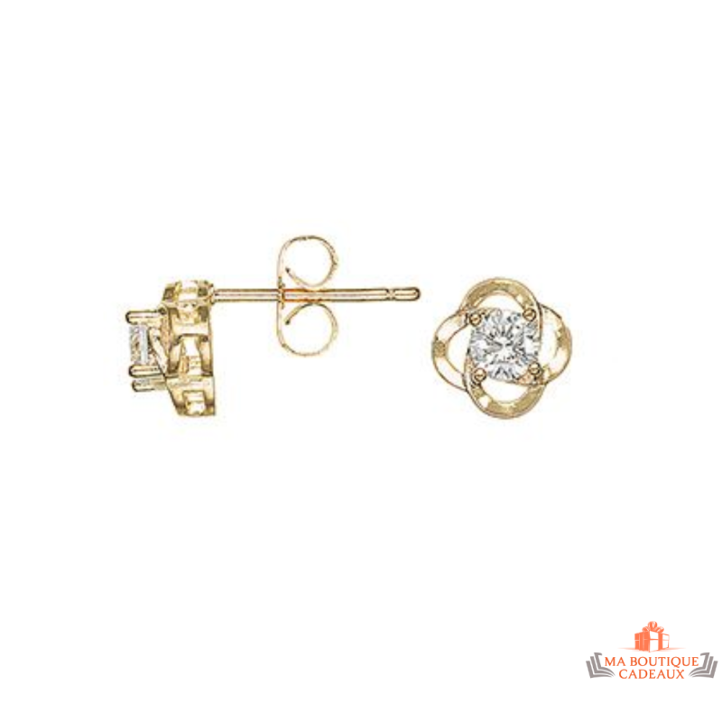 Boucles d’oreilles rosace en plaqué or avec zircon Carla Nogueres, Garantie 2 ans