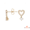 Boucles d’oreilles cœur en plaqué or avec zircon pendante Carla Nogueres, Garantie 2 ans